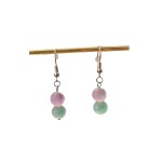 Fluorite Double Ball Silver Wire Earrings Fluorite Double Ball Silver Wire Earrings